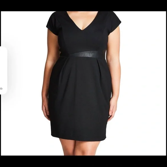 City Chic Spliced MOD Dress in Black - Picture 2 of 4